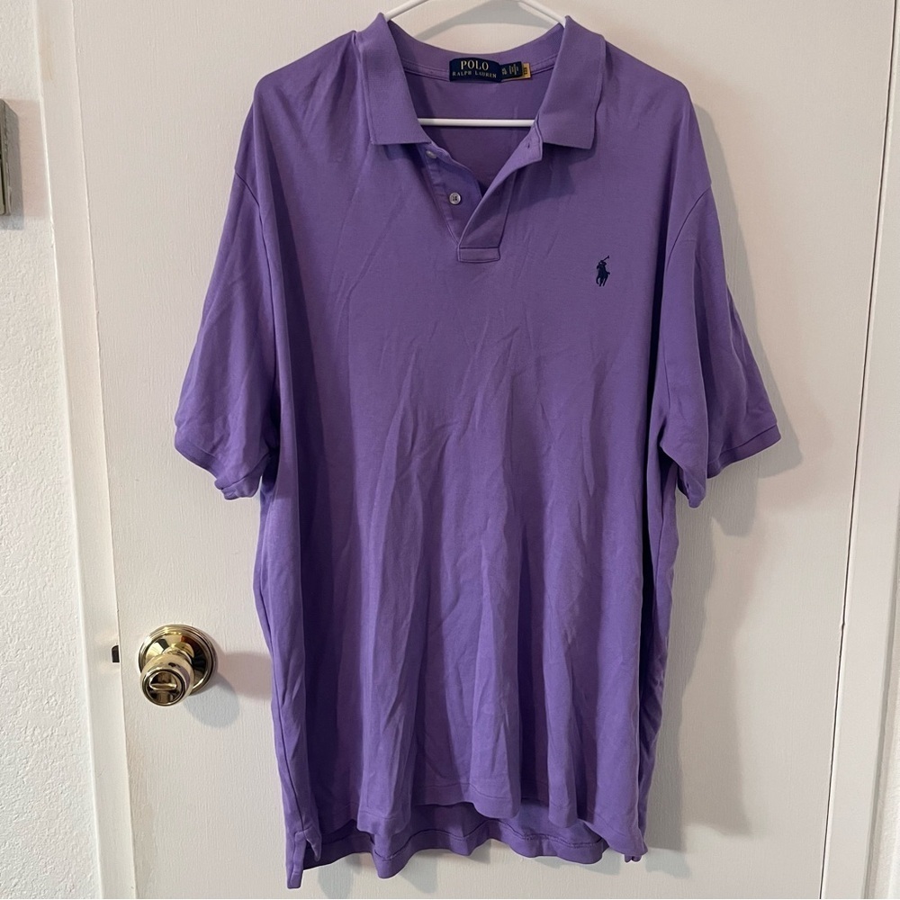 Polo Ralph Lauren Men’s Short Sleeve Polo, Classic Fit Soft Cotton, XL, Purple